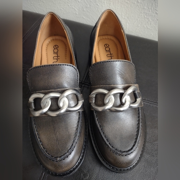 Earth Zalor Round Toe Lug Sole Casual Slip-on Leather Loafers Women's - Picture 6 of 11